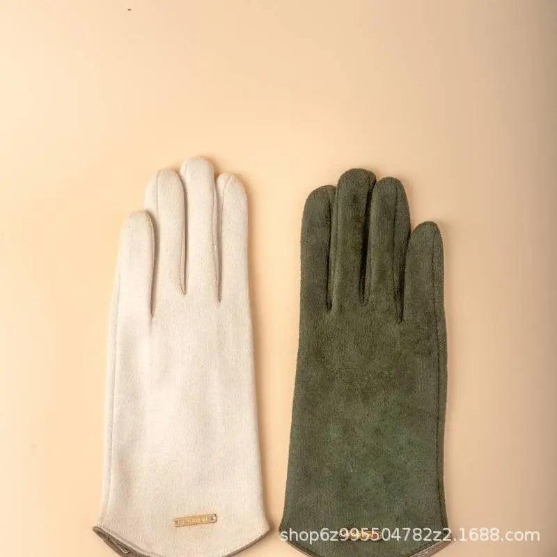 Unisex Suede Touch Screen Gloves Faux Fur Lined Winter Warm - Mariam's Collection