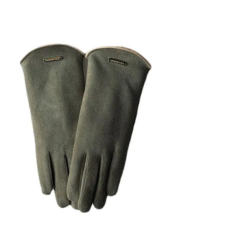 Unisex Suede Touch Screen Gloves Faux Fur Lined Winter Warm - Mariam's Collection