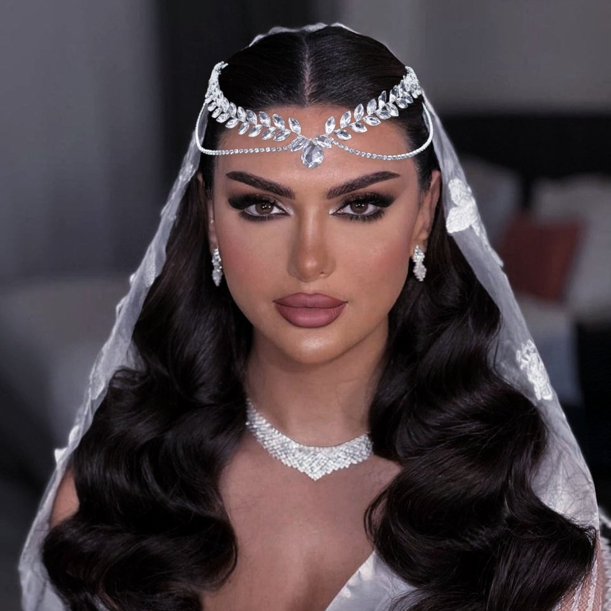 Versatile Glistening Teardrop Crystal Forehead Chain Hair Accessory (MAC331) - Mariam's Collection