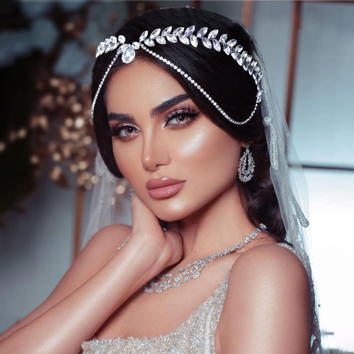 Versatile Glistening Teardrop Crystal Forehead Chain Hair Accessory (MAC331) - Mariam's Collection