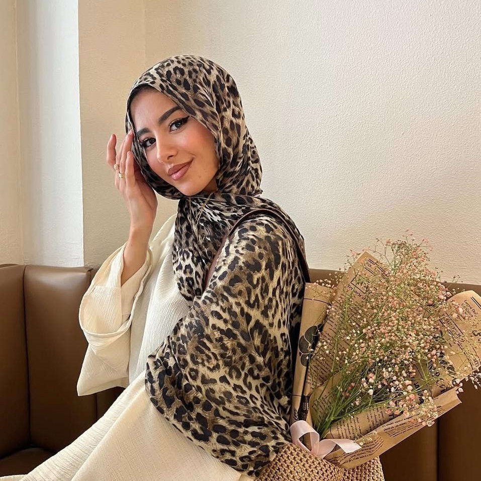 Versatile Leopard Print Fashionable Hijab (MH164) - Mariam's Collection