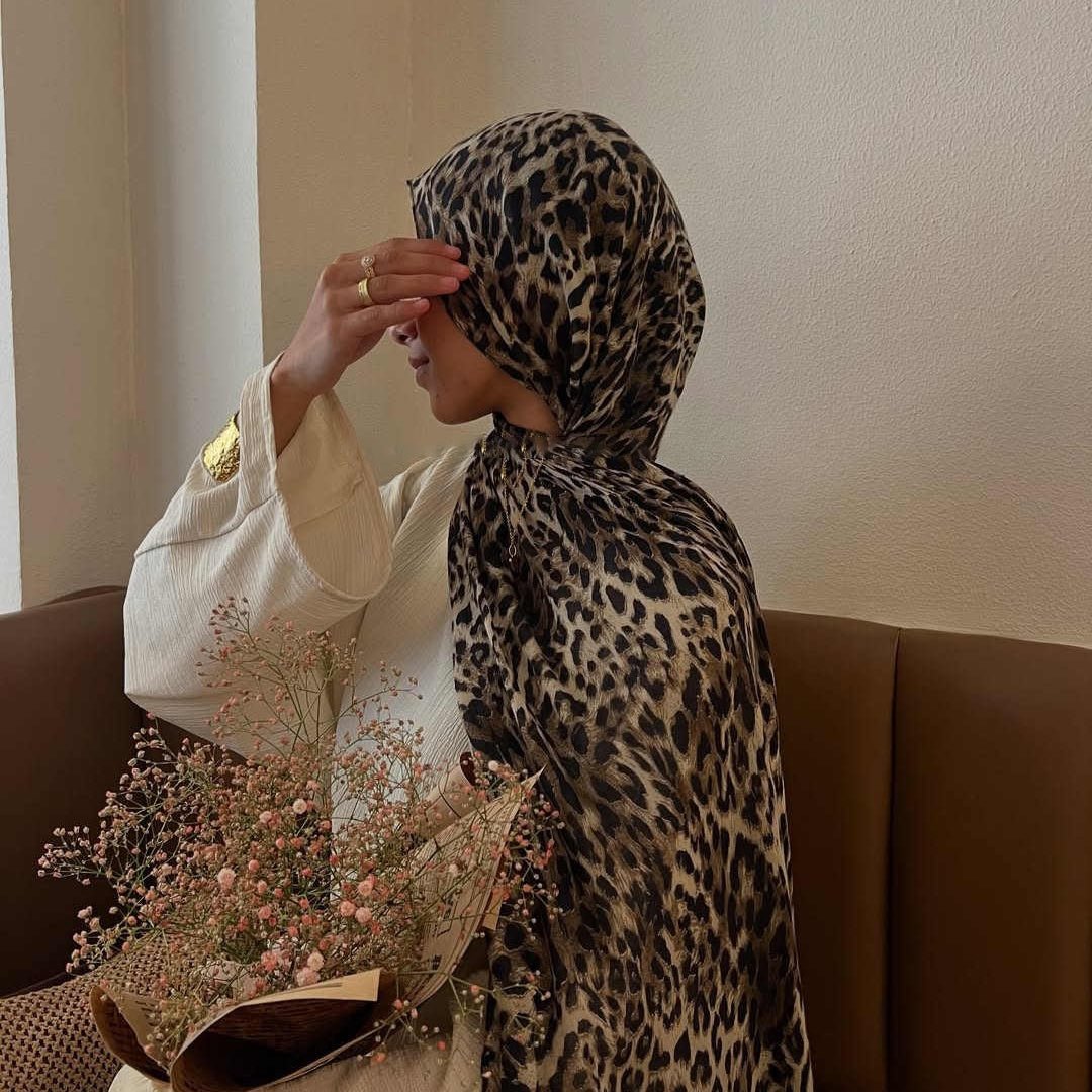 Versatile Leopard Print Fashionable Hijab (MH164) - Mariam's Collection