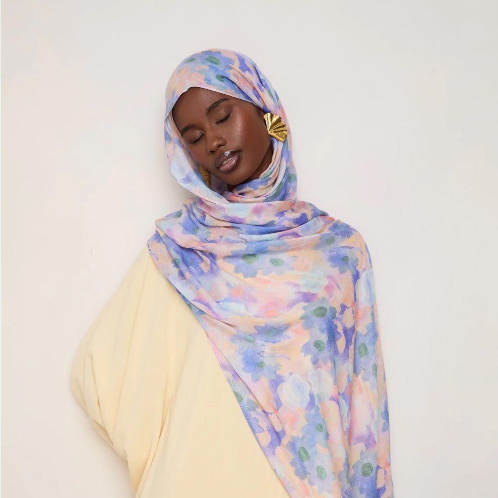 Vibrant ‌Floral Print Scarf Hijab (MH159) - Mariam's Collection