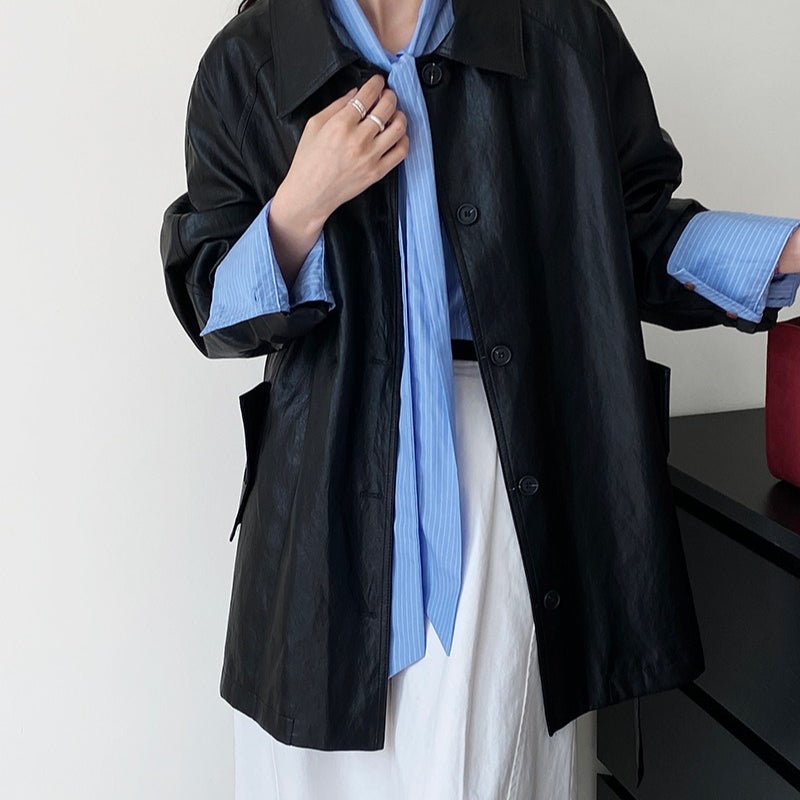 Vintage Faux Leather Jacket(MS149) - Mariam's Collection