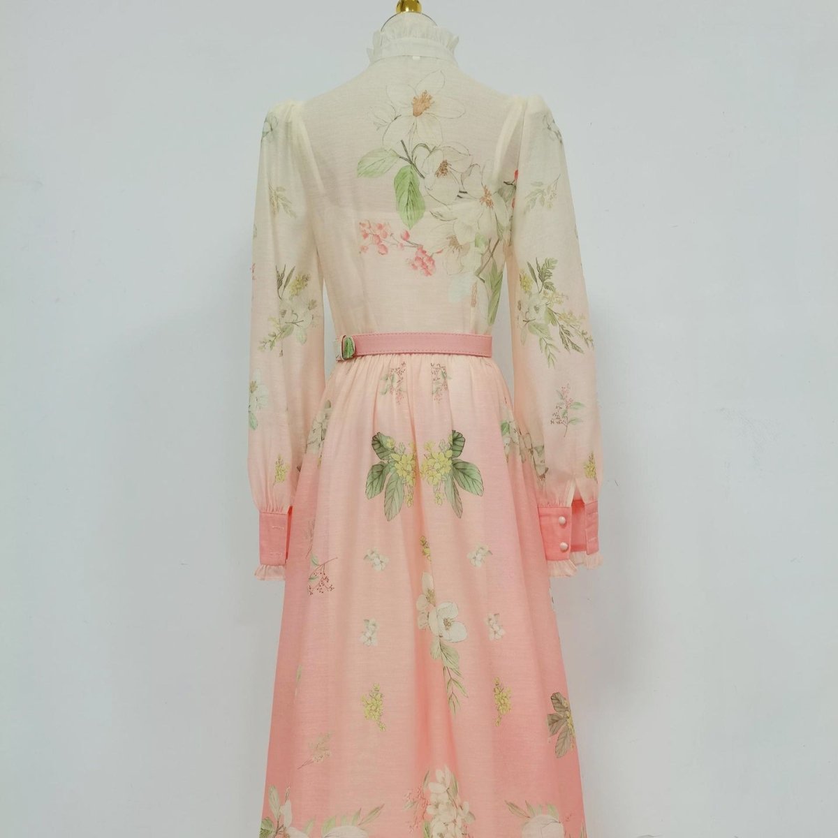 Vintage Floral Print Dress with Ruffle Collar(MS357) - Mariam's Collection