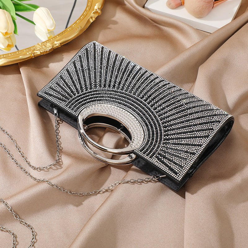 Rhinestone Sparkly Clutch Bag – Vintage Circular Handle Clutch