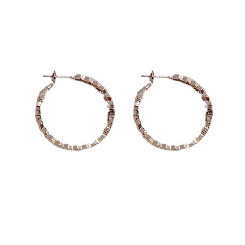 Vintage Style Zircon Inlaid Hoop Earrings Elegant MAC057 - Mariam's Collection