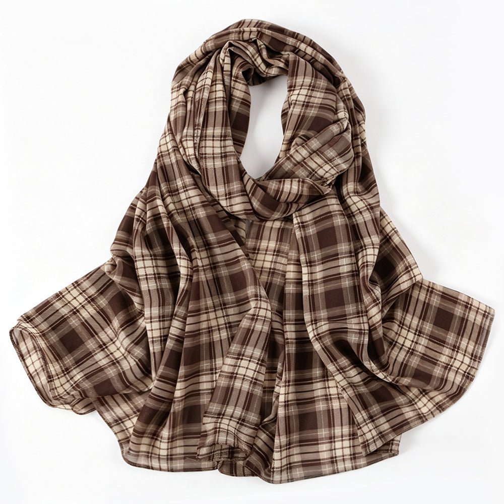 Vintage Tartan Plaid Lightweight Hijab Scarf(MH258) - Mariam's Collection