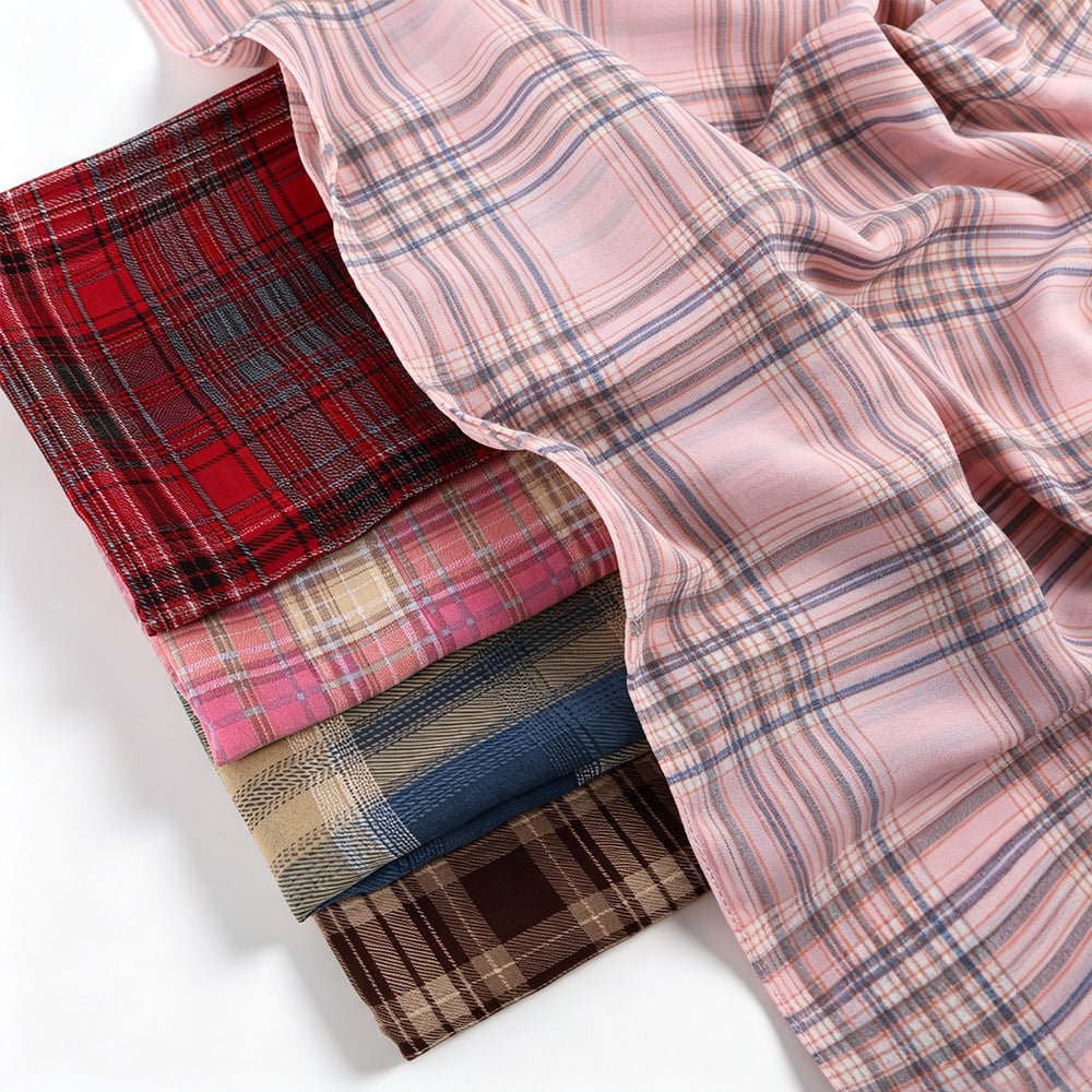 Vintage Tartan Plaid Lightweight Hijab Scarf(MH258) - Mariam's Collection