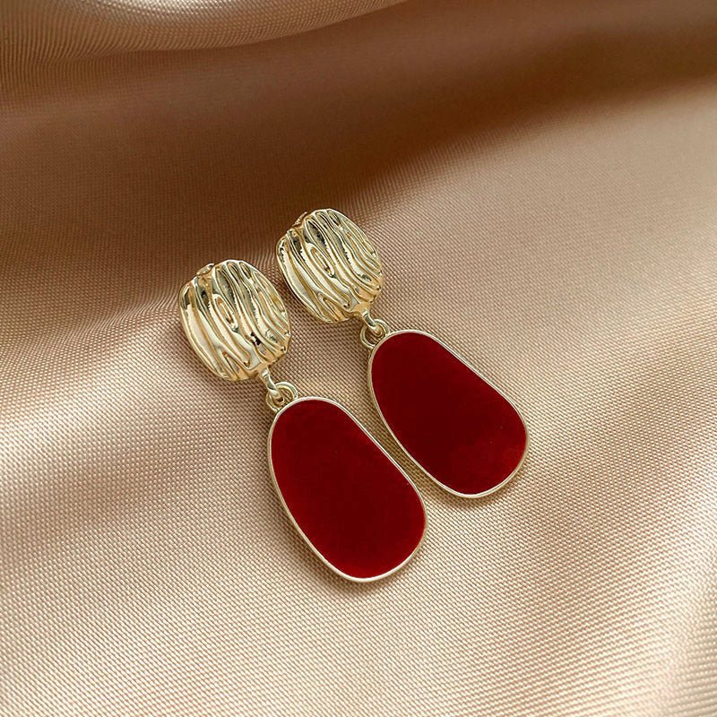 Vintage Wine Red Pearl Stud Earrings（MAC466） - Mariam's Collection