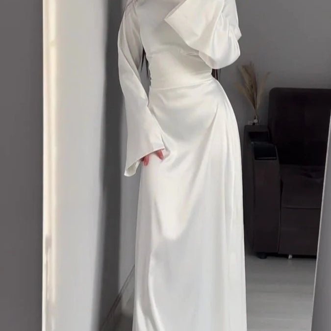 Waist Slim Abaya, Strappy Solid Color Abaya (MA106) - Mariam's Collection