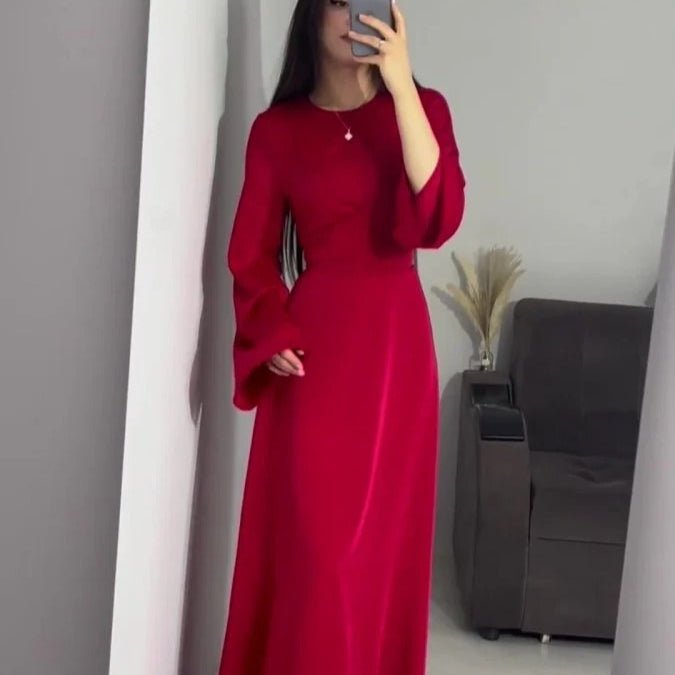 Waist Slim Abaya, Strappy Solid Color Abaya (MA106) - Mariam's Collection