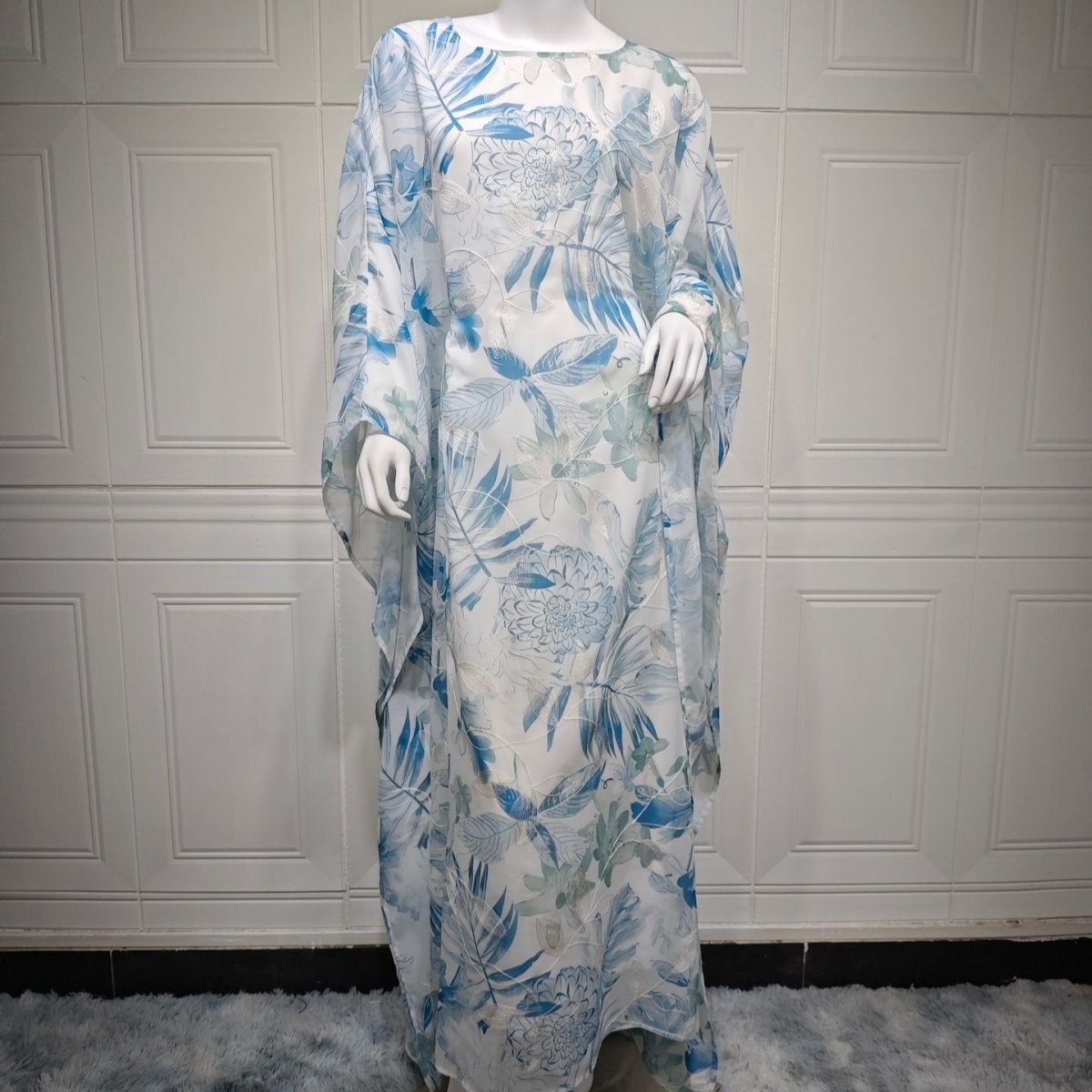 Watercolor Floral Kaftan Abaya | Batwing Sleeve Pullover(MA371) - Mariam's Collection