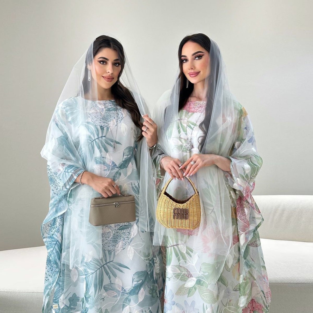 Watercolor Floral Kaftan Abaya | Batwing Sleeve Pullover(MA371) - Mariam's Collection