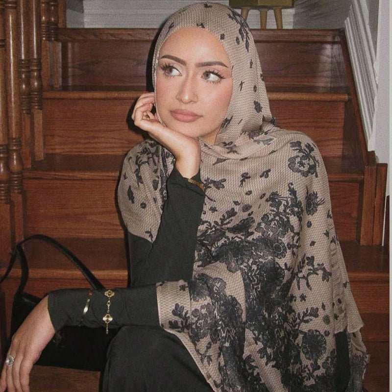Watercolour Print Hijab Shawl(MH229) - Mariam's Collection