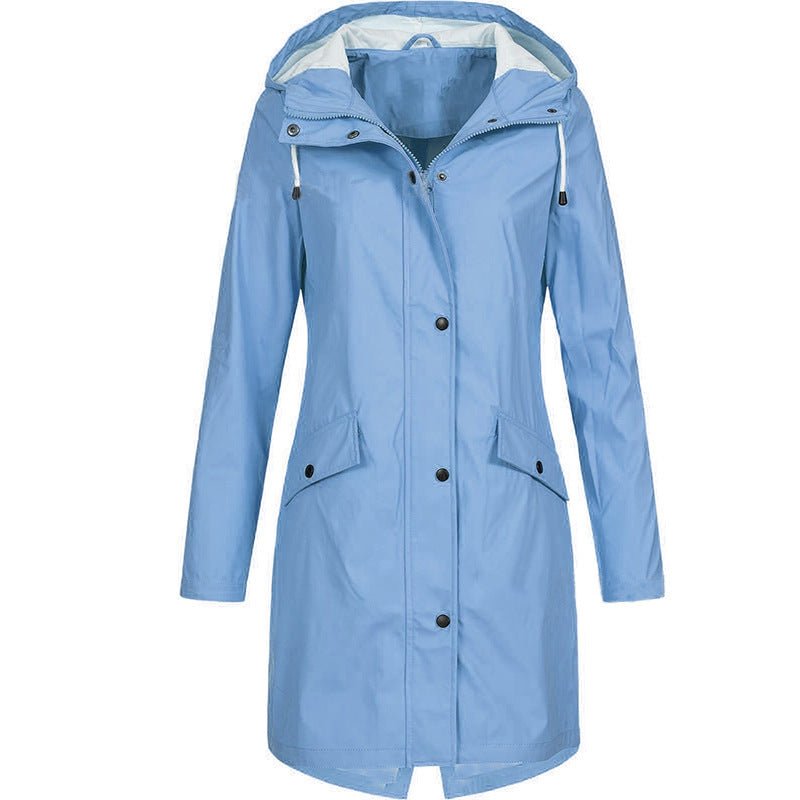 Waterproof Longline Windbreaker Hooded Jacket Coat(MS247) - Mariam's Collection