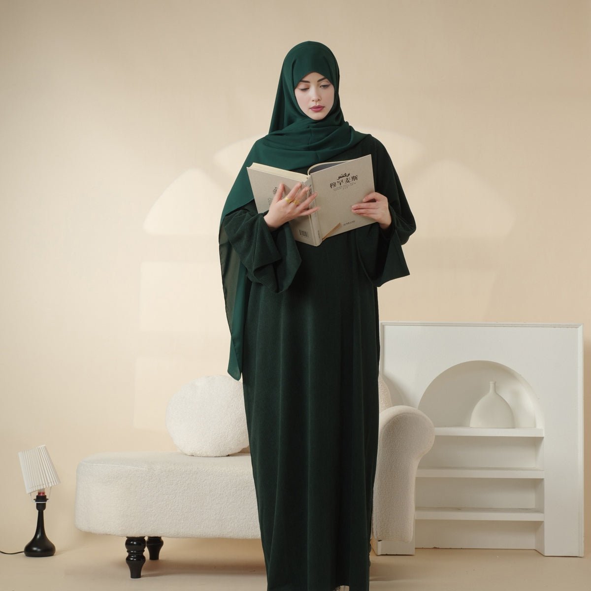 Wide Sleeve Corduroy Abaya (MA045) - Mariam's Collection