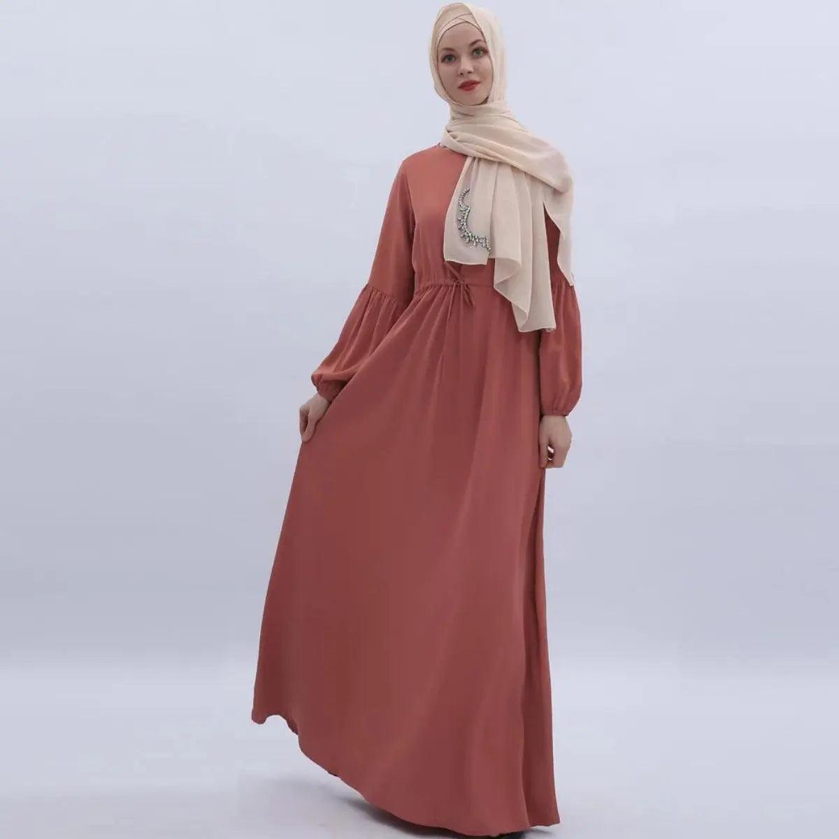 Women's Puff Sleeve Plain Abaya Dress - Mariam's Collection - Mariam's Collection