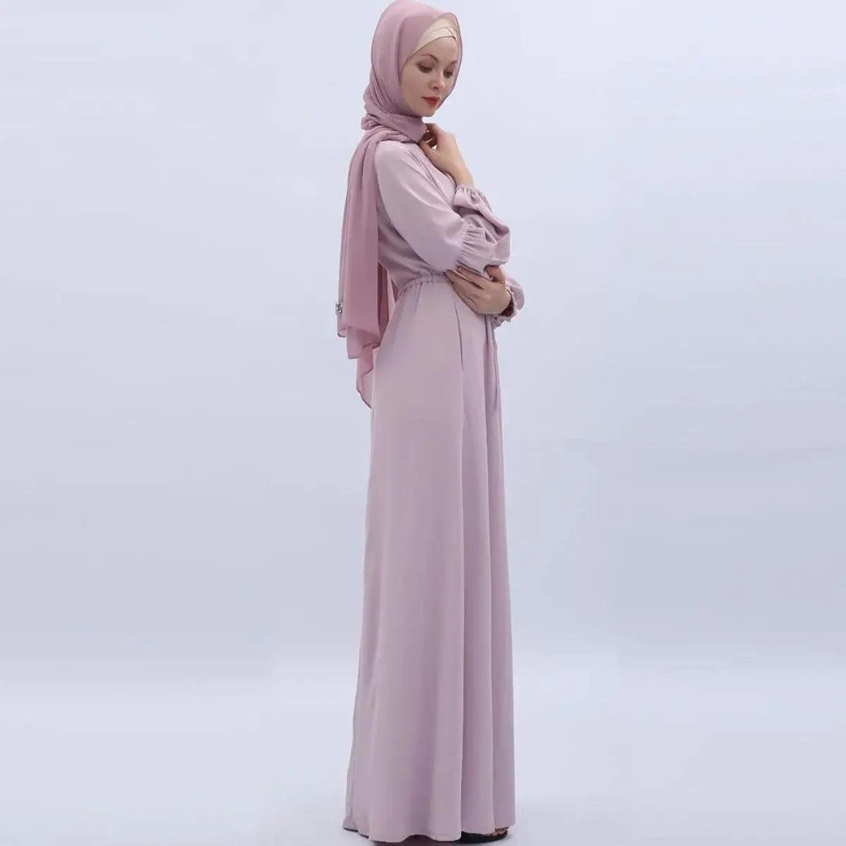 Women's Puff Sleeve Plain Abaya Dress - Mariam's Collection - Mariam's Collection