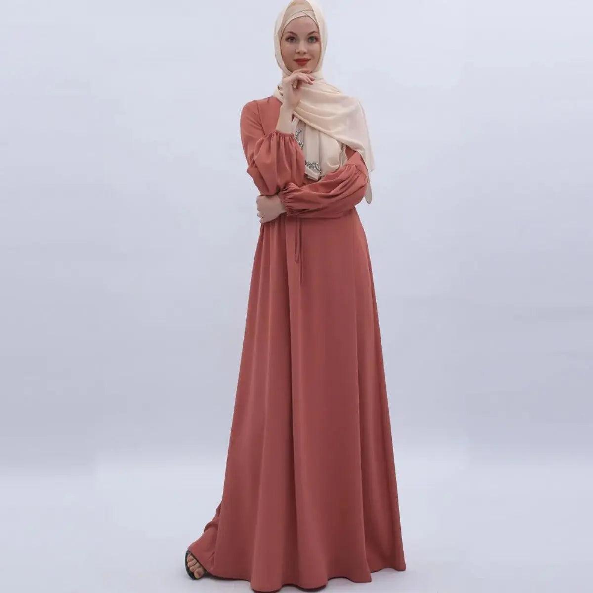 Women's Puff Sleeve Plain Abaya Dress - Mariam's Collection - Mariam's Collection