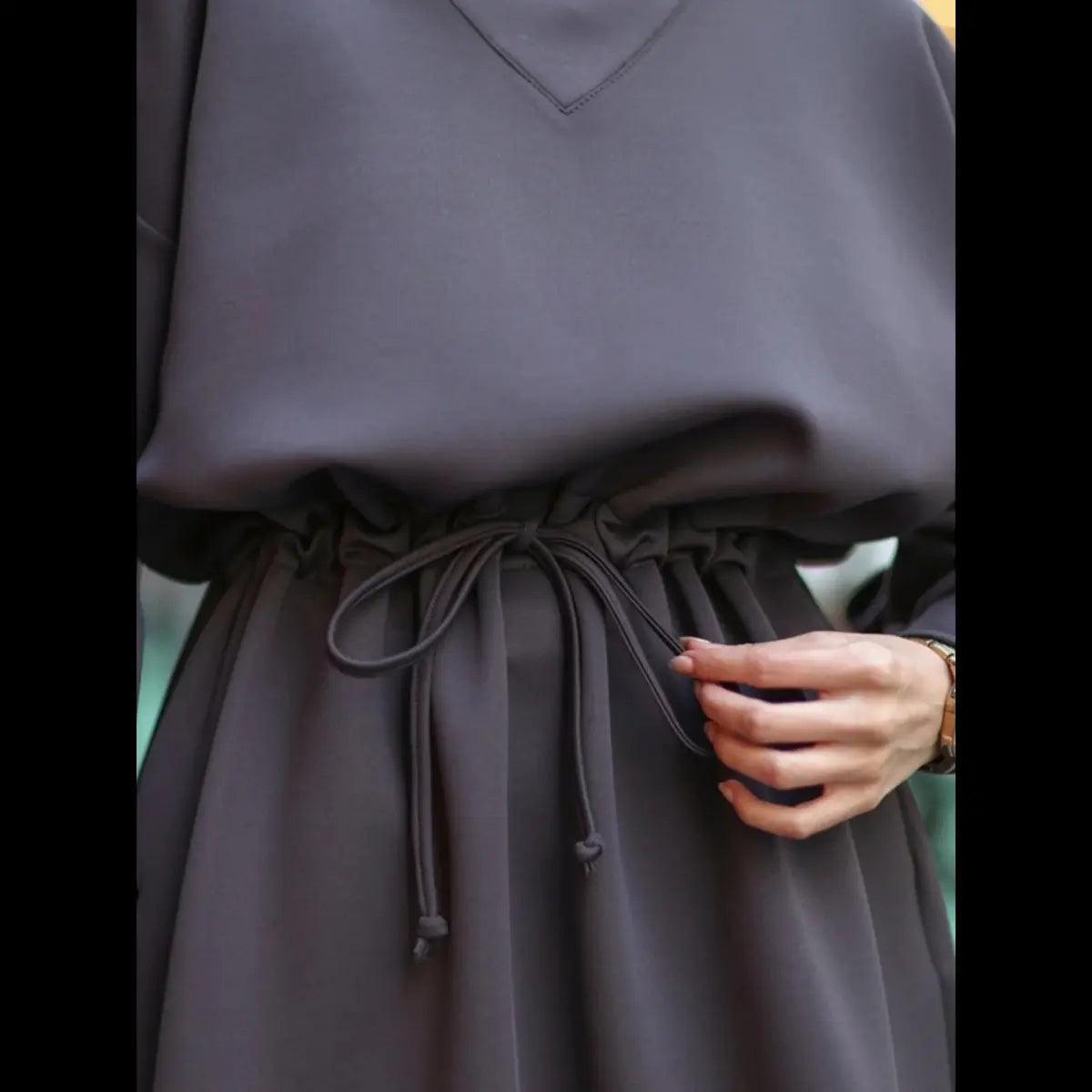 Women's Winter Abaya with Scuba Girdle - MA046 Mariam's Collection - Mariam's Collection