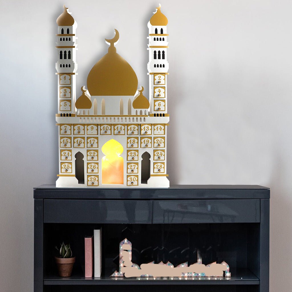 Wooden Arabic Castle Ramadan Countdown (MAC384) - Mariam's Collection