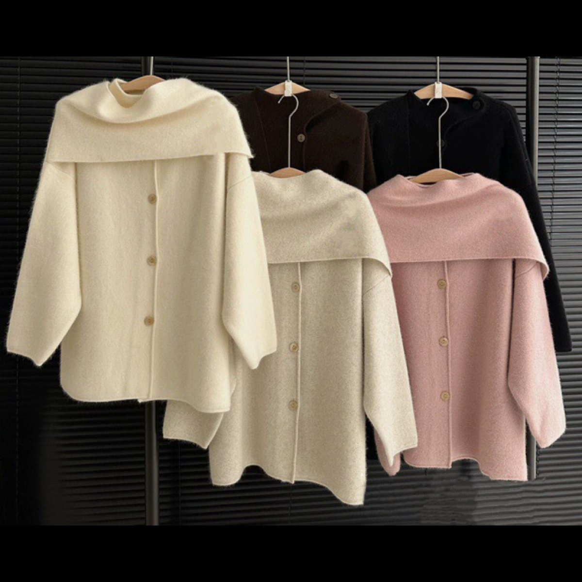 Wool Blend Cape Collar Coat | Mid - Length Button - Front Winter Jacket(MS191) - Mariam's Collection