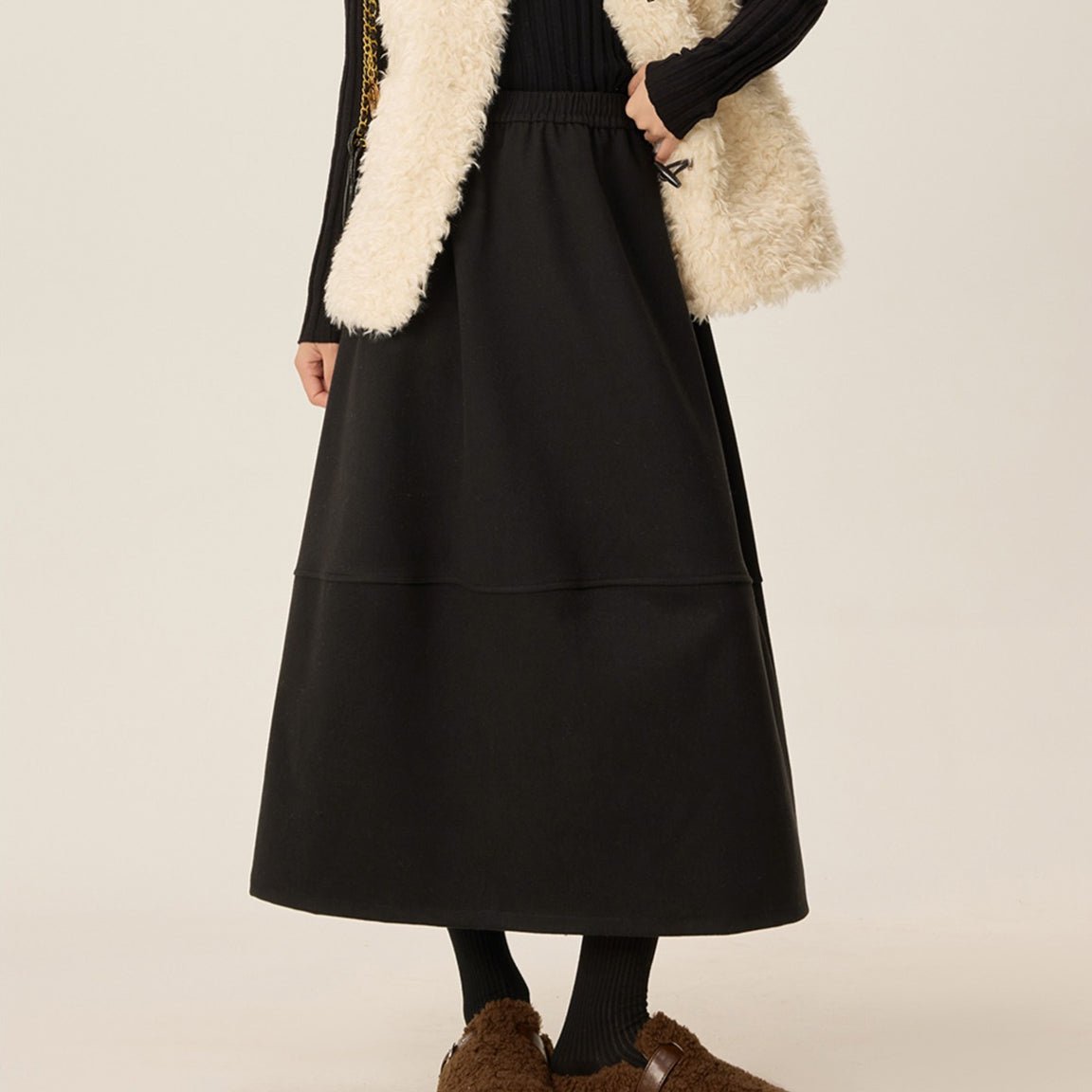 Wool-Look Cocoon A-Line Skirt(MS593) - Mariam's Collection