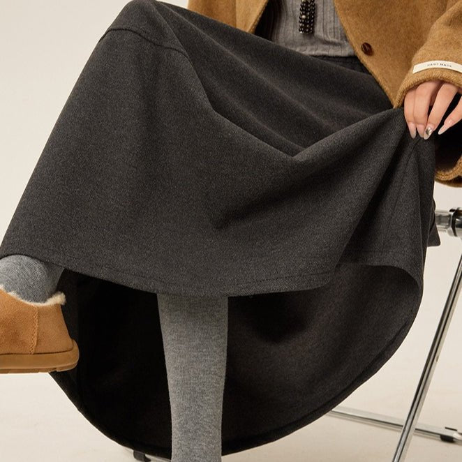 Wool-Look Cocoon A-Line Skirt(MS593) - Mariam's Collection