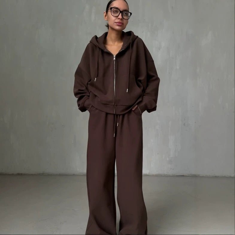 Modest Hoodie Tracksuit – Wide-Leg Sweatpants Two-Piece Set